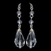 Silver Clear Crystal Tear Drop Dangle Bridal Wedding Earrings 8737