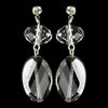 Silver Smoked Crystal Necklace & Dangle Earrings Bridal Wedding Jewelry Set 8739