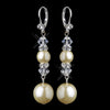 Silver Ivory Pearl & Swarovski Crystal Bead Long Drop Bridal Wedding Earrings 8740