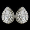 Antique Silver Clear CZ Bridal Wedding Earrings 8747 & Tear Drop Bridal Wedding Necklace 8623