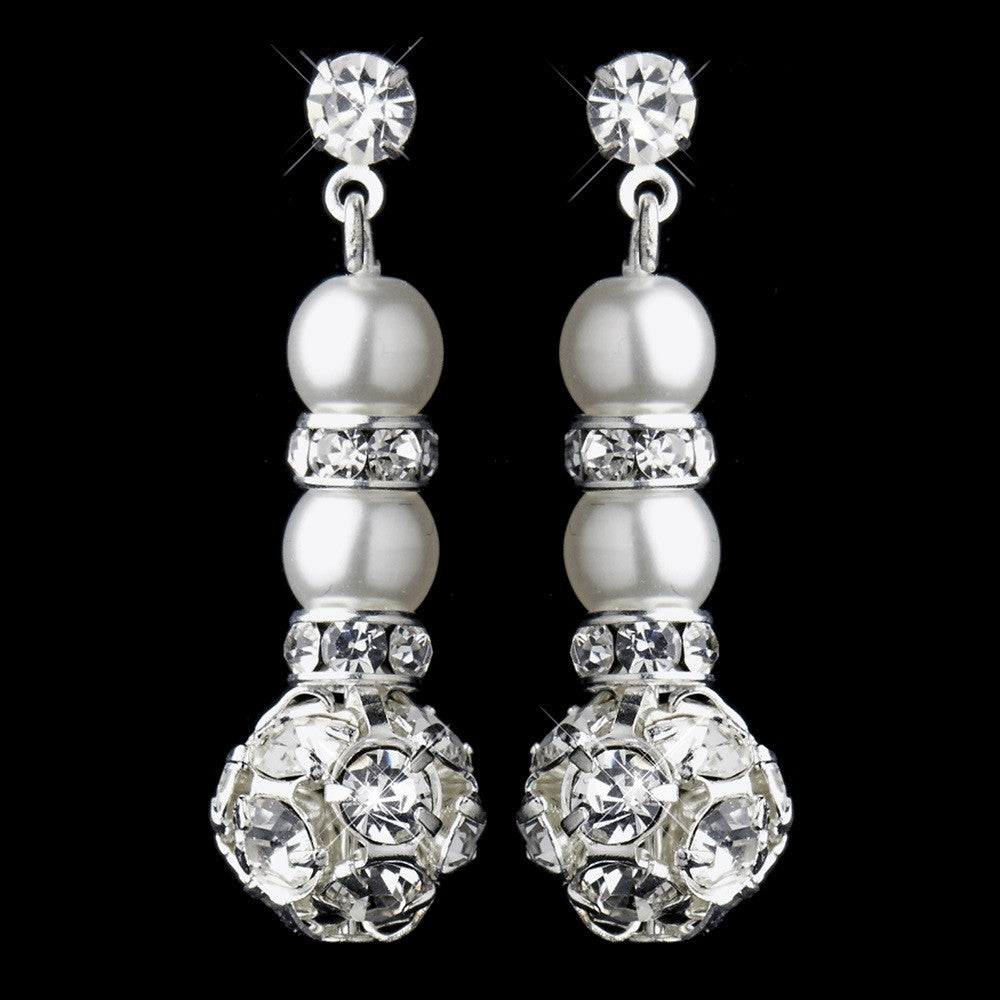 Pearl & Rondelle Drop Bridal Wedding Earrings 8751
