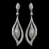 Antique Silver Clear CZ Crystal Bridal Wedding Dangle Bridal Wedding Earrings 8754