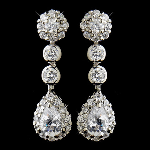 Silver Clear CZ Crystal and Rhinestone Bridal Wedding Earrings 8759