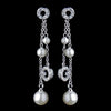 Silver Clear CZ & Diamond White Pearl Bridal Wedding Earrings 8766