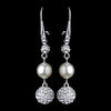 Silver Diamond White Pearl Bridal Wedding Necklace 8760 & Bridal Wedding Earrings 8767 Bridal Wedding Jewelry Set