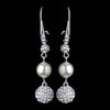 Silver Diamond White Pearl & Clear Rhinestone Pave Ball Necklace 8762 and 8767 Bridal Wedding Set