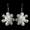 E 8776 Clear Crystal Floral Earring with Fresh water pearl accent on hook