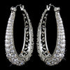 Antique Silver Clear CZ Crystal Swirl Bridal Wedding Earrings 8779