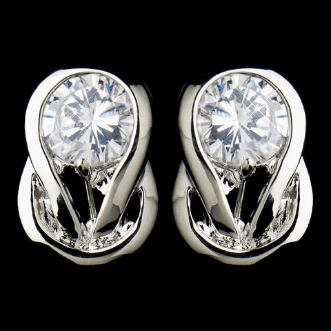Silver Clear CZ Crystal Bridal Wedding Earrings 8789