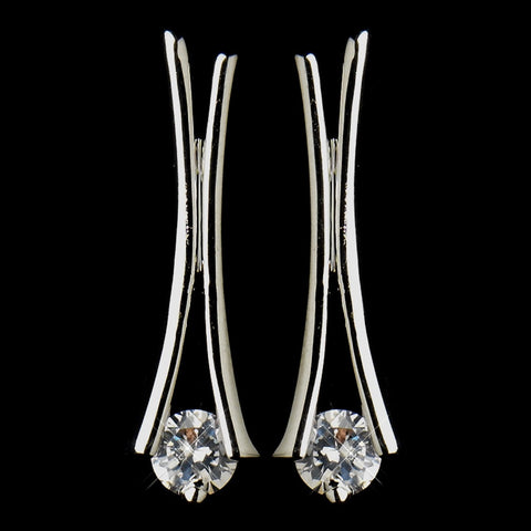Silver Clear CZ Stone Bridal Wedding Earrings 8790
