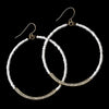 Gold White Bead & Clear Rhinestone Hoop Bridal Wedding Earrings 8817