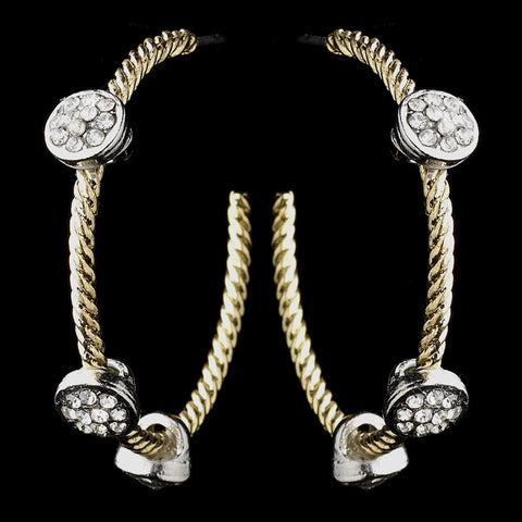 Gold Clear Crystal Hoop Bridal Wedding Earrings 8837