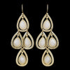 Gold White Crystal Fashion Dangle Bridal Wedding Earrings 8839