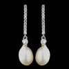 Antique Silver Diamond White Freshwater Pearl Necklace &amp; Earrings Bridal Wedding Jewelry Set 8908