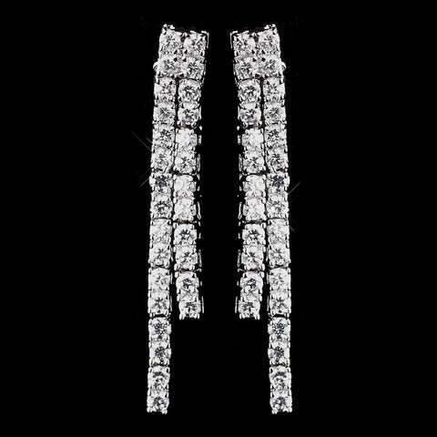 Silver Clear CZ Crystal Bridal Wedding Earrings E 8910