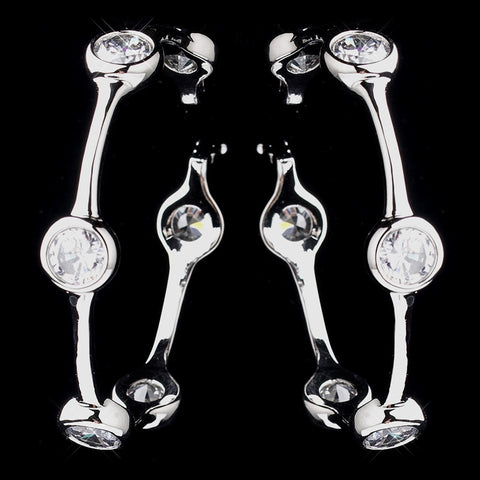 Antique Rhodium Silver Clear CZ Crystal Bridal Wedding Earrings 8914
