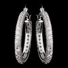 Antique Silver Clear CZ Crystal Hoop Bridal Wedding Earrings 8917