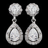 Antique Silver Clear CZ Crystal Bridal Wedding Earrings 8919