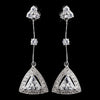 Antique Silver Clear CZ Crystal Bridal Wedding Earrings 8923