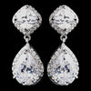 Antique Rhodium Silver Clear CZ Bridal Wedding Earrings 8924