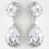 Antique Rhodium Silver Clear CZ Bridal Wedding Earrings 8924