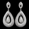 Antique Silver Clear CZ Crystal Bridal Wedding Earrings 8925