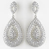 Antique Silver Clear CZ Crystal Bridal Wedding Earrings 8925