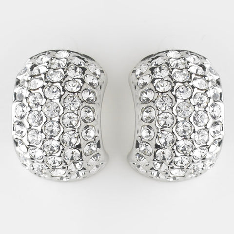Antique Silver Clear CZ Crystal Bridal Wedding Earrings 8927