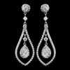 Antique Rhodium Silver Clear CZ Crystal Bridal Wedding Earrings 8928