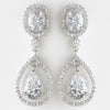 Antique Silver Clear CZ Crystal Bridal Wedding Earrings 8929