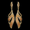 Gold Orange Rhinestone Dangle Bridal Wedding Earrings 8941