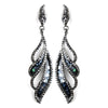 Hematite Black Rhinestone Dangle Bridal Wedding Earrings 8941