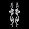Antique Silver Clear Rhinestone Dangle Bridal Wedding Earrings 8942