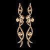 Rose Gold Champagne Rhinestone Dangle Bridal Wedding Earrings 8942