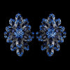 Hematite Navy Blue & Lt Blue Rhinestone Bridal Wedding Hair Clip On Bridal Wedding Earrings 8944