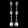 Antique Silver Ivory Freshwater Pearl Bridal Wedding Earrings 8970