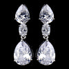 Silver Clear CZ Crystal Teardrop Bridal Wedding Earrings 8972