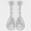 Antique Silver Clear CZ Crystal Drop Bridal Wedding Earrings 8977