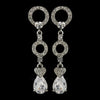 Antique Silver Clear CZ Crystal & Rhinestone Bridal Wedding Earrings 8999