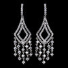 Antique Silver Clear CZ Crystal Chandelier Bridal Wedding Earrings 9002