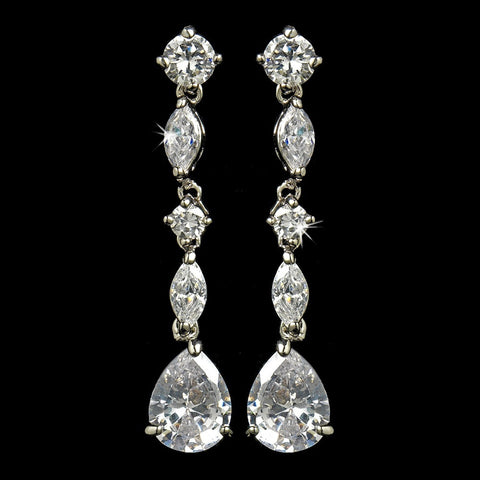 Antique Silver Clear Cubic Zirconia Earring 9011