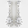 Beautiful Antique Silver Clear CZ Teardrop Bridal Wedding Earrings 9060