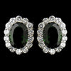 Antique Silver Emerald Green CZ Crystal Stud Bridal Wedding Earrings 9085