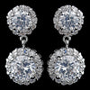 Antique Rhodium Silver CZ Crystal Drop Bridal Wedding Earrings 9115