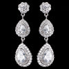 Rhodium Clear Double Teardrop CZ Dangle Bridal Wedding Earrings 9216