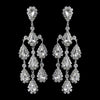 Silver Clear Rhinestone Teardrop Chandelier Bridal Wedding Earrings