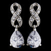 Silver Clear Love Knot CZ & Austrian Crystal Drop Bridal Wedding Earrings 9243