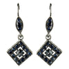 Hematite Navy Austrian Crystal Drop Bridal Wedding Earrings 9245