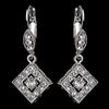 Antique Silver Clear Austrian Crystal Drop Bridal Wedding Earrings 9245