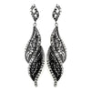 Hematite Black & Smoked Rhinestone Dangle Bridal Wedding Earrings 9252